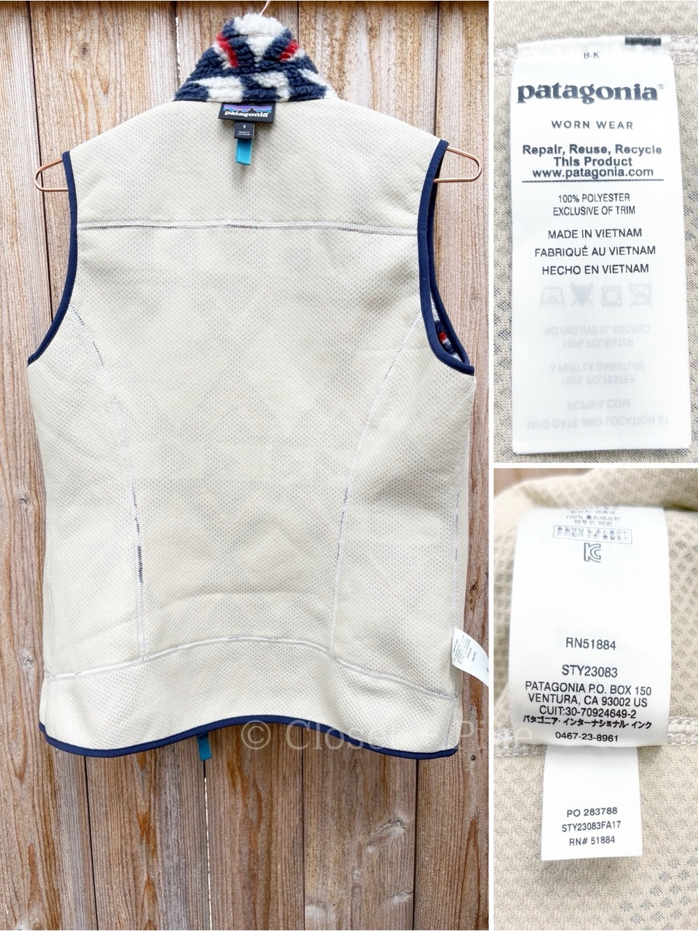 Patagonia Classic Retro-X Fleece Vest Size Small Brass Hawk Smolder Blue Sherpa‎ - Picture 10 of 14